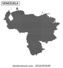 A detailed map outline of Venezuela created with a dotted design, emphasizing its geographical features and shape.