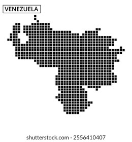 A detailed map outline of Venezuela created with a dotted design, emphasizing its geographical features and shape.