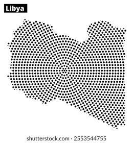 A detailed map outlining the geographical features of Libya, highlighting its borders and significant areas, focusing on physical representation.