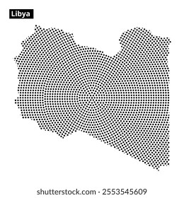 A detailed map outlining the geographical features of Libya, highlighting its borders and significant areas, focusing on physical representation.