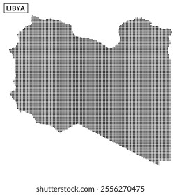 A detailed map outlining the geographical features of Libya, highlighting its borders and significant areas, focusing on physical representation.