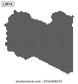 A detailed map outlining the geographical features of Libya, highlighting its borders and significant areas, focusing on physical representation.