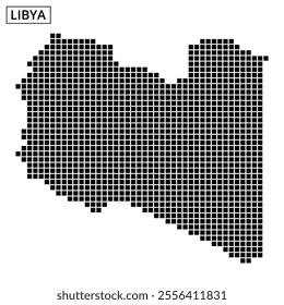 A detailed map outlining the geographical features of Libya, highlighting its borders and significant areas, focusing on physical representation.