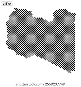 A detailed map outlining the geographical features of Libya, highlighting its borders and significant areas, focusing on physical representation.