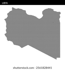 A detailed map outlining the geographical features of Libya, highlighting its borders and significant areas, focusing on physical representation.