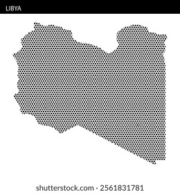 A detailed map outlining the geographical features of Libya, highlighting its borders and significant areas, focusing on physical representation.