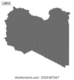 A detailed map outlining the geographical features of Libya, highlighting its borders and significant areas, focusing on physical representation.