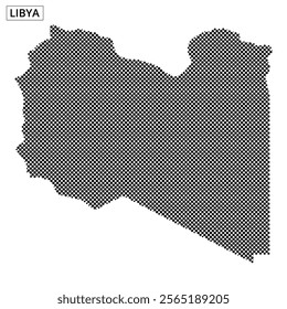 A detailed map outlining the geographical features of Libya, highlighting its borders and significant areas, focusing on physical representation.