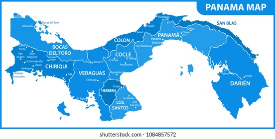 The detailed map of Panama with regions or states and cities, capital. Administrative division