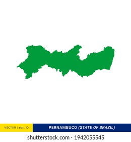 Detailed Map of Pernambuco - State of Brazil Vector Illustration Design Template