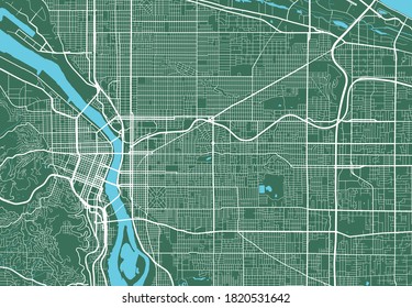 Detailed map of Portland city administrative area. Royalty free vector illustration. Cityscape panorama. Decorative graphic tourist map of Portland territory.