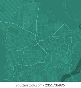 Detailed map poster of Juba, South Sudan city administrative area. Green skyline panorama. Decorative graphic tourist map of Juba territory. Royalty free vector illustration.