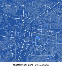 Detailed map poster of Nagpur city administrative area. Blue skyline panorama. Decorative graphic tourist map of Nagpur territory. Royalty free vector illustration.