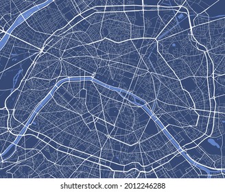 Detailed Map Poster Paris City Administrative Stock Vector (Royalty ...