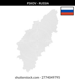 Detailed map of Pskov showcasing its country flag with
