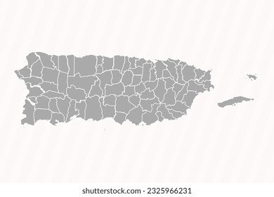 Detailed Map of Puerto Rico With States and Cities, can be used for business designs, presentation designs or any suitable designs.