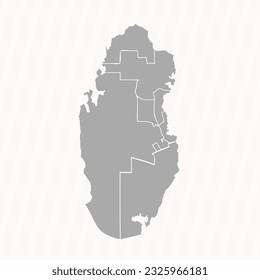 Detailed Map of Qatar With States and Cities, can be used for business designs, presentation designs or any suitable designs.