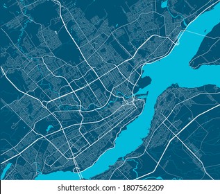 Mapa detallado del área administrativa de la ciudad de Quebec. Ilustración vectorial libre de regalías. Panorama del paisaje urbano.