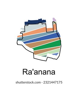 Detailed map of Ra anana city administrative area. vector illustration design template. Cityscape