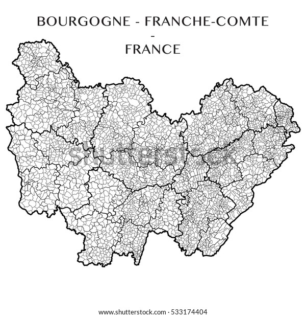 Detailed Map Region Bourgogne Franche Comte Stock Vector (Royalty Free ...