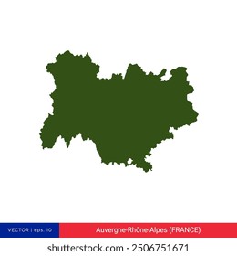 Detailed Map of Auvergne-Rhône-Alpes (Auvergne-Rhône-Alps) - Region of France Vector Illustration Design Template