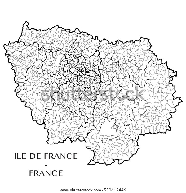 Detailed Map Region Iledefrance France Including Stock Vector Royalty Free 530612446