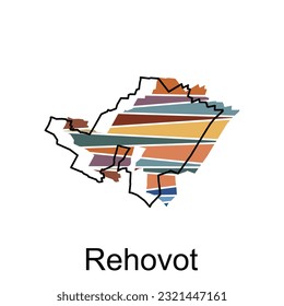 Detailed map of Rehovot city administrative area. vector illustration design template. Cityscape