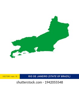 Detailed Map of Rio de Janeiro - State of Brazil Vector Illustration Design Template