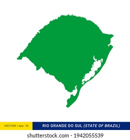 Mapa detallado de Rio Grande do Sul - Plantilla de diseño de la Ilustración de Vectores del Estado de Brasil