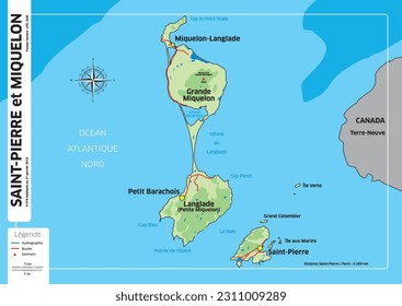 Detaillierte Karte von Saint-Pierre und Miquelon Island