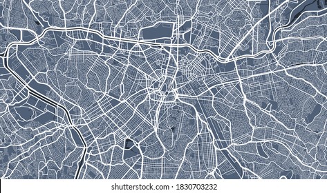 Detailed map of Sao Paulo city administrative area. Royalty free vector illustration. Cityscape panorama. Decorative graphic tourist map of Sao Paulo territory.