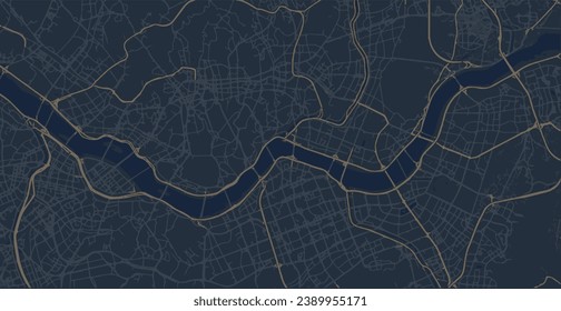 Detailed map of Seoul city administrative area. Royalty free vector illustration. Cityscape panorama. Decorative graphic tourist map of Seoul territory.