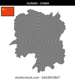 Detailed map showcasing Hunan with circular line patterns
