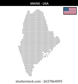 Detailed map showing pixelated outline of Maine