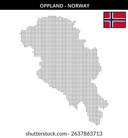 Detailed map showing regions of Oppland in Norway