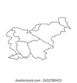 Mapa detalhado mostrando as divisões das províncias administrativas da Eslovênia