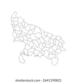 Detailed map showing Uttar Pradesh areas outlines