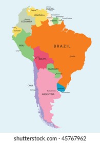 Detailed Map South America Stock Vector (Royalty Free) 45767962 ...