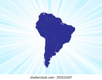 Detailed map of South America - Beaming Background