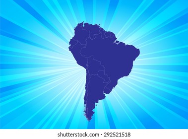 Detailed map of South America - Beaming Background