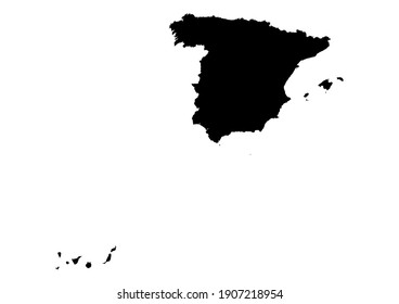 Mapa detallado de España aislado sobre fondo blanco. Mapa vectorial adecuado para edición digital e impresiones de todos los tamaños.
