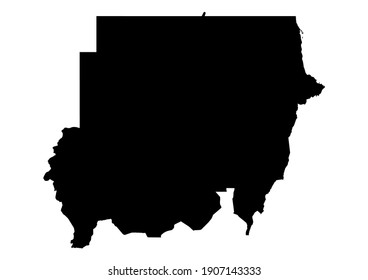 Detailed map of Sudan isolated on white background. Vector map suitable for digital editing and prints of all sizes.