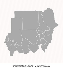 Detailed Map of Sudan With States and Cities, can be used for business designs, presentation designs or any suitable designs.