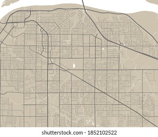 Detailed map of Surrey city administrative area. Royalty free vector illustration. Cityscape panorama. Decorative graphic tourist map of Surrey territory.