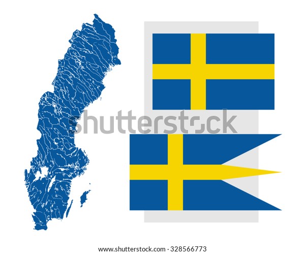 Detailed Map Sweden Colors Swedish Flag Stock Vector Royalty Free 328566773