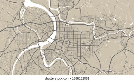 Detailed map of Taipei city administrative area. Royalty free vector illustration. Cityscape panorama. Decorative graphic tourist map of Taipei territory.