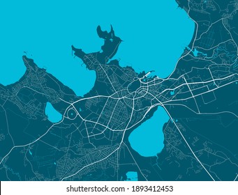 Detailed map of Tallinn city administrative area. Royalty free vector illustration. Cityscape panorama. Decorative graphic tourist map of Tallinn territory.