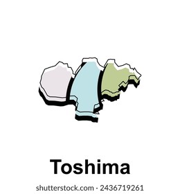 Detailed map Toshima in pink, blur, green colors, vector template