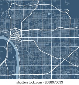 Mapa detallado del área administrativa de la ciudad de Tulsa. Ilustración vectorial libre de regalías. Panorama del paisaje urbano. Mapa turístico gráfico decorativo del territorio de Tulsa.