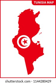 The detailed map of Tunisia with National Flag